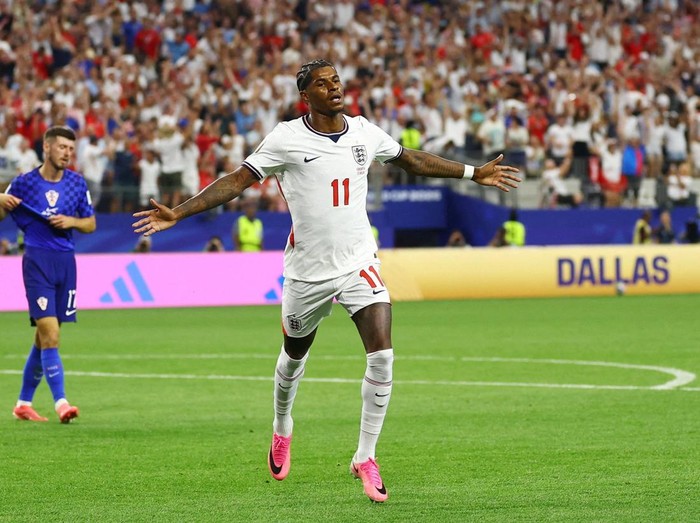 Soccer Football - FIFA World Cup 2026 - Group L - England v Croatia - Dallas Stadium, Arlington, Texas, U.S. - June 17, 2026 England's Marcus Rashford celebrates scoring their fourth goal REUTERS/Kai Pfaffenbach     TPX IMAGES OF THE DAY