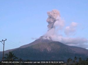 Gunung Lewotobi Laki-laki Meletus Lagi, Muntahkan Kolom Abu 1 Km