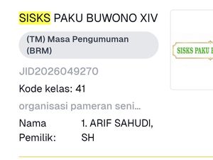 Nama SISKS PAKU BUWONO XIV Didaftarkan ke Ditjen Kekayaan Intelektual
