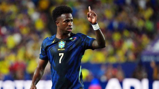Soccer Football - FIFA World Cup 2026 - Group C - Brazil v Haiti - Philadelphia Stadium, Philadelphia, Pennsylvania, U.S. - June 19, 2026 Brazil's Vinicius Junior reacts IMAGN IMAGES via Reuters/James Lang