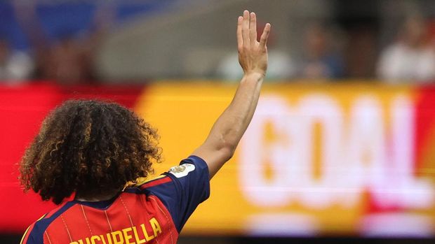 Soccer Football - FIFA World Cup 2026 - Group H - Spain v Saudi Arabia - Atlanta Stadium, Atlanta, Georgia, U.S. - June 21, 2026 Spain's Marc Cucurella celebrates their fourth goal, an own goal scored by Saudi Arabia's Hassan Altambakti IMAGN IMAGES via Reuters/Brett Davis