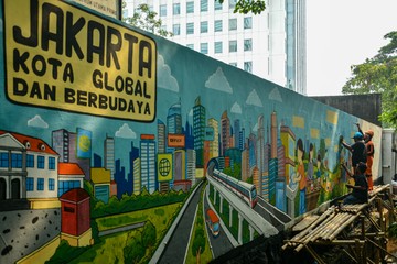 Mural Jakarta Kota Global Sambut HUT Jakarta