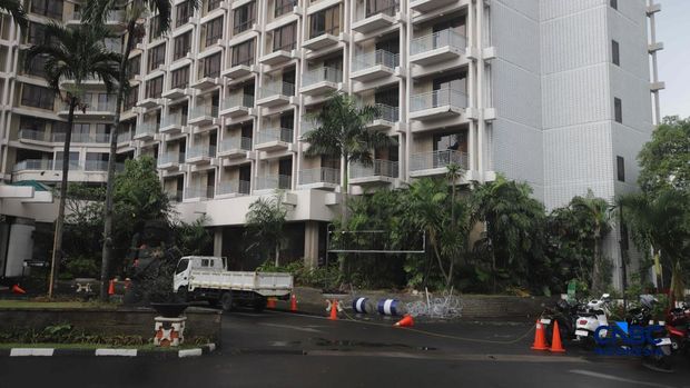 Suasana gedung Hotel Sultan di Blok 15 Kawasan Gelora Bung Karno (GBK), Jakarta, Selasa (23/6/2026). (CNBC Indonesia/Muhammad Sabki)