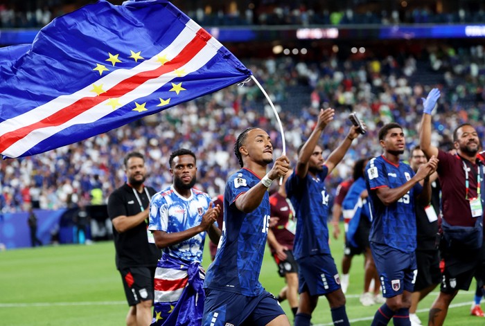 Soccer Football - FIFA World Cup 2026 - Group H - Cape Verde v Saudi Arabia - Houston Stadium, Houston, Texas, U.S. - June 26, 2026 Cape Verdes Dailon Livramento celebrates after the match as they qualify for the knockout stages of the World Cup IMA