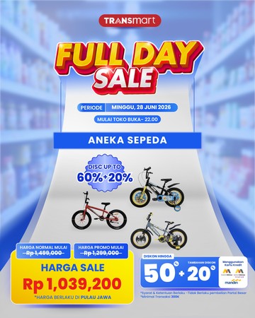 Transmart Full Day Sale: Harga Sepeda Anak Cuma Rp 1 Jutaan!