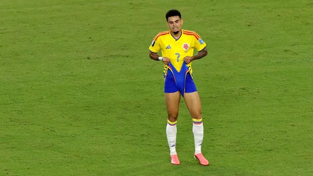 Soccer Football - FIFA World Cup 2026 - Group K - Colombia v Portugal - Miami Stadium, Miami Gardens, Florida, U.S. - June 27, 2026 Colombia's Luis Diaz reacts REUTERS/Amanda Perobelli