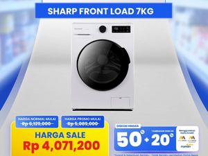 Mesin Cuci Front Load 7kg dari Sharp Diskon Gede di Transmart Full Day Sale