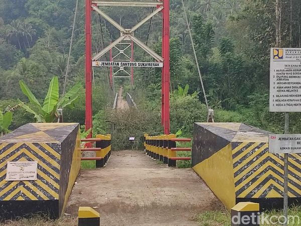 Penampakan Jembatan Gantung Rp 5 M yang Ditutup Kepala Desa di Ciamis