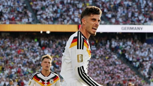 Jerman vs Paraguay Soccer Football - FIFA World Cup 2026 - Round of 32 - Germany v Paraguay - Boston Stadium, Foxborough, Massachusetts, U.S. - June 29, 2026 Germany's Kai Havertz celebrates scoring their first goal REUTERS/Amanda Perobelli
