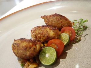 Resep Seafood: Quenelle of Balinese Spice Chicken with Sambal Mbe