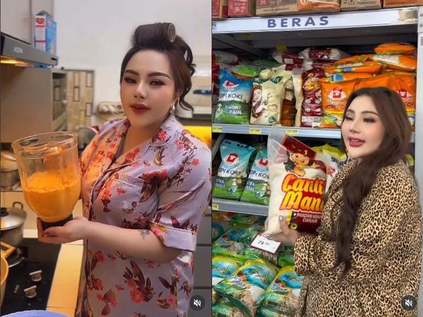 Gaya Kocak Lisa Mariana saat Masak Rendang hingga Belanja Beras