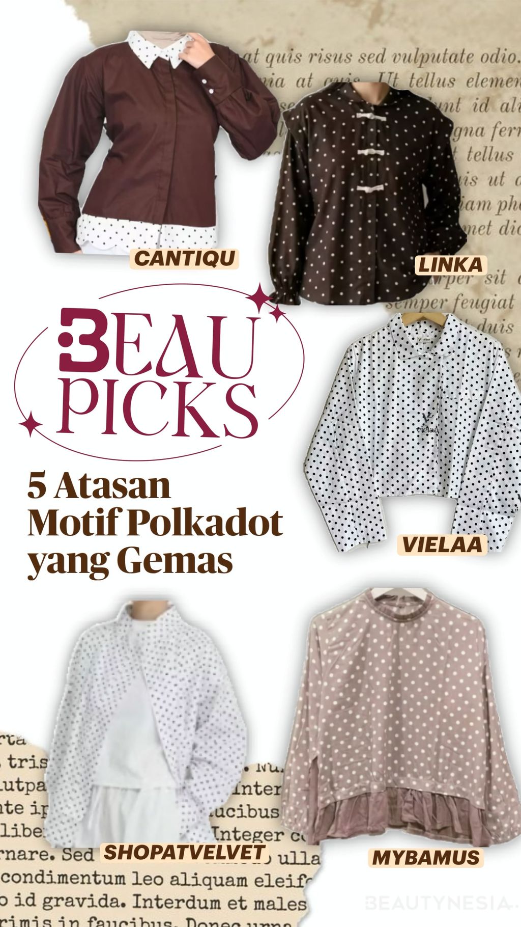 Atasan motif polkadot yang gemas