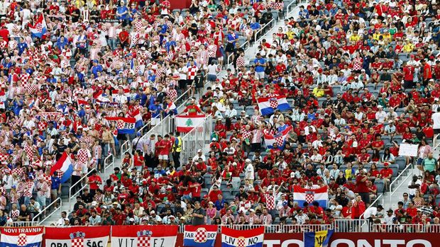 Portugal vs Kroasia Soccer Football - FIFA World Cup 2026 - Round of 32 - Portugal v Croatia - Toronto Stadium, Toronto, Canada - July 2, 2026 Croatia fans inside the stadium before the match REUTERS/Jeenah Moon