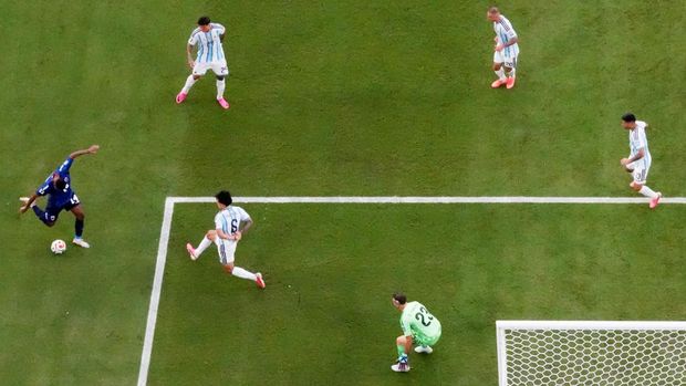 Soccer Football - FIFA World Cup 2026 - Round of 32 - Argentina v Cape Verde - Miami Stadium, Miami Gardens, Florida, U.S. - July 3, 2026 Cape Verde's Deroy Duarte scores their first goal REUTERS/Amanda Perobelli