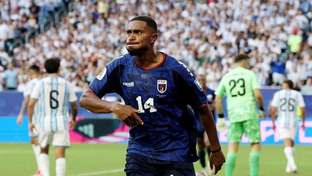 Soccer Football - FIFA World Cup 2026 - Round of 32 - Argentina v Cape Verde - Miami Stadium, Miami Gardens, Florida, U.S. - July 3, 2026 Cape Verde's Deroy Duarte celebrates scoring their first goal REUTERS/Amanda Perobelli     TPX IMAGES OF THE DAY