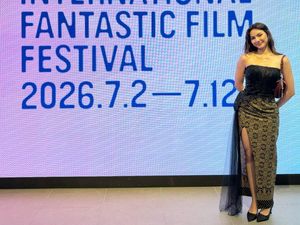 Cetar! Aylena Fusil Padukan Batik-Gaun Elegan di Red Carpet BIFAN 2026