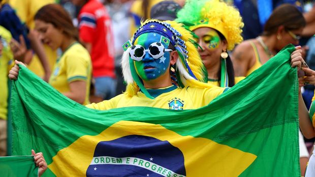 Soccer Football - FIFA World Cup 2026 - Round of 16 - Brazil v Norway - New York New Jersey Stadium, East Rutherford, New Jersey, U.S. - July 5, 2026 Brazil fans inside the stadium before the match REUTERS/Mike Segar