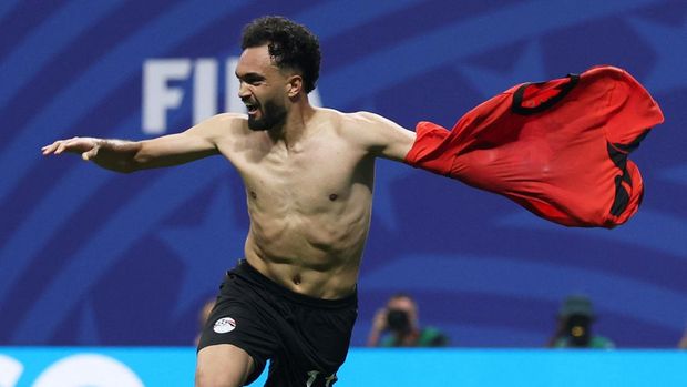Soccer Football - FIFA World Cup 2026 - Round of 16 - Argentina v Egypt - Atlanta Stadium, Atlanta, Georgia, U.S. - July 7, 2026 Egypt's Mostafa Zico celebrates scoring a goal before it was disallowed following a VAR review REUTERS/Paul Childs