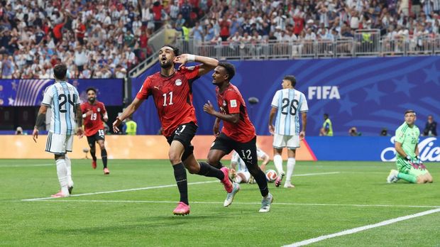 Soccer Football - FIFA World Cup 2026 - Round of 16 - Argentina v Egypt - Atlanta Stadium, Atlanta, Georgia, U.S. - July 7, 2026 Egypt's Mostafa Zico celebrates scoring their second goal REUTERS/Paul Childs