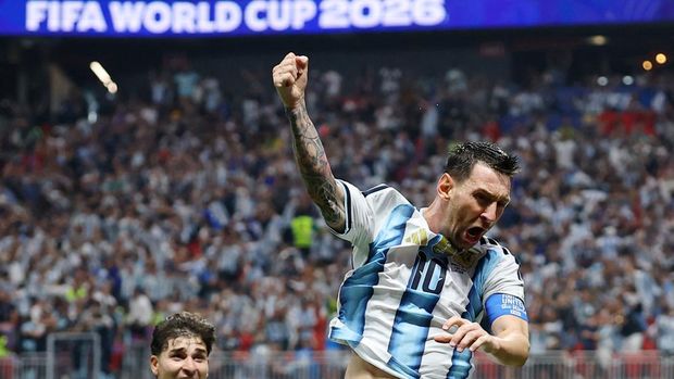 Soccer Football - FIFA World Cup 2026 - Round of 16 - Argentina v Egypt - Atlanta Stadium, Atlanta, Georgia, U.S. - July 7, 2026 Argentina's Lionel Messi celebrates scoring their second goal REUTERS/Carlos Barria