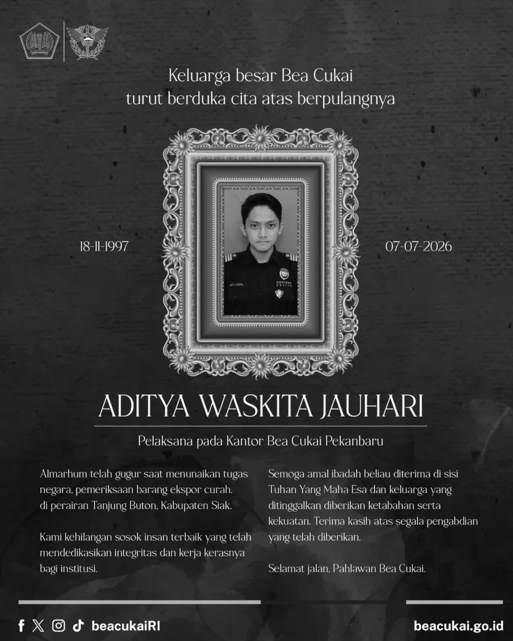 Aditya Waskita Jauhari. (Dok Bea Cukai)