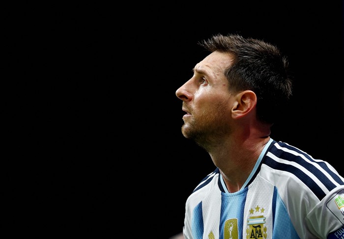 Soccer Football - FIFA World Cup 2026 - Round of 16 - Argentina v Egypt - Atlanta Stadium, Atlanta, Georgia, U.S. - July 7, 2026 Argentinas Lionel Messi reacts REUTERS/Carlos Barria