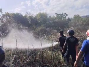 2 Hektare Lahan Bekas Galian C di Klungkung Terbakar