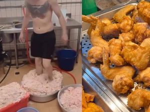 Auto Jijik! Video Karyawan Injak Kulit Ayam Mentah Bikin Restoran Dihujat