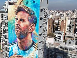 Argentina Menang, Mural Raksasa Messi di Kota Kelahirannya Dipugar Jadi Baru