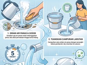 Modal Cuka dan Air Panas, Lubang Drainase Kamar Mandi Kembali Bersih