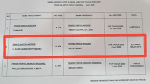Beredar Daftar PAW NasDem, Putri Dakka Gantikan Rusdi Masse di DPR RI