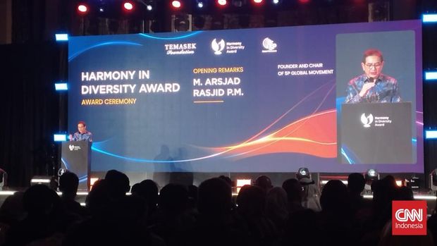 Arsjad Rasjid, Founder 5P Global Movement, dalam acara Harmony in Diversity Award 2026 di Jakarta, Rabu (15/7).