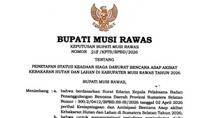 Musi Rawas Tetapkan Status Siaga Darurat Asap Akibat Karhutla
