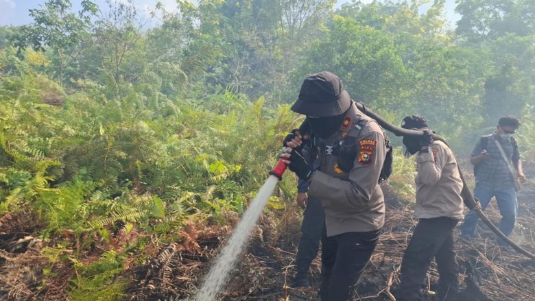 Polisi-TNI Berjibaku Padamkan Karhutla di Bengkalis