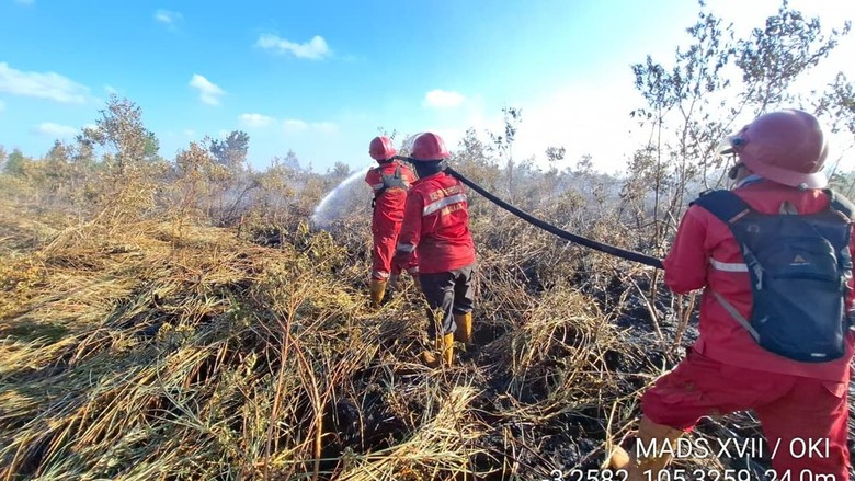 12 Hektare Lahan Gambut di OKI Terbakar, 2 Water Bombing Diturunkan