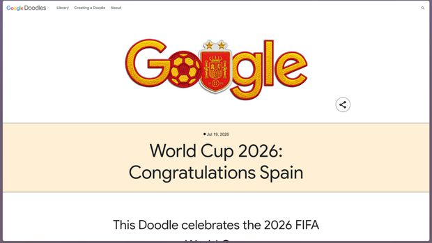 Google Search Final Piala Dunia 2026 Google merayakan kemenangan Spanyol di Piala Dunia 2026