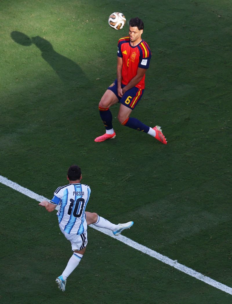 Lionel Messi Soccer Football - FIFA World Cup 2026 - Final - Spain v Argentina - New York/New Jersey Stadium, East Rutherford, New Jersey, U.S. - July 19, 2026 Argentina's Lionel Messi looks dejected after receiving his runners up medal on the podium after losing the World Cup Final REUTERS/Dylan Martinez TPX IMAGES OF THE DAY