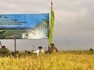 Dukung Ketahanan Pangan, Kapolres Tabanan Hadiri Panen Raya TNI di Penebel