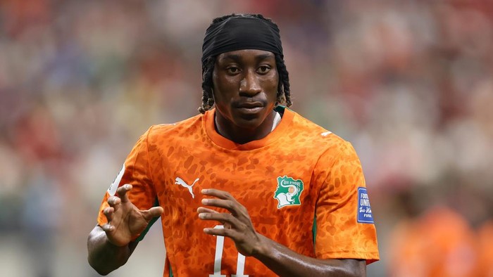 ARLINGTON, TEXAS - JUNE 30: Yan Diomande #11 of Cote dIvoire looks on during the FIFA World Cup 2026 Round Of 32 match between Cote dIvoire and Norway at Dallas Stadium on June 30, 2026 in Arlington, Texas. (Photo by Molly Darlington/Getty Images)