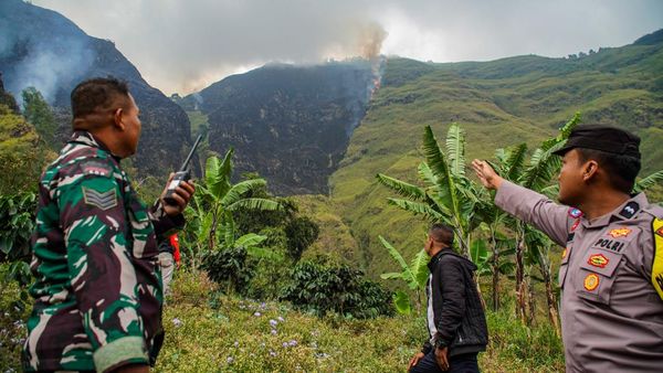 Petugas Sisir Titik Api di Kawasan Hutan Bromo