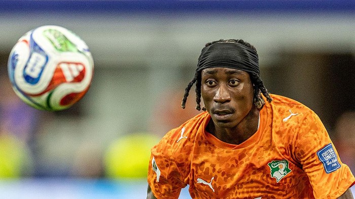 Winger RB Leipzig Yan Diomande sudah capai kata sepakat dengan Real Madrid. (SOPA Images/LightRocket via Gett/SOPA Images)