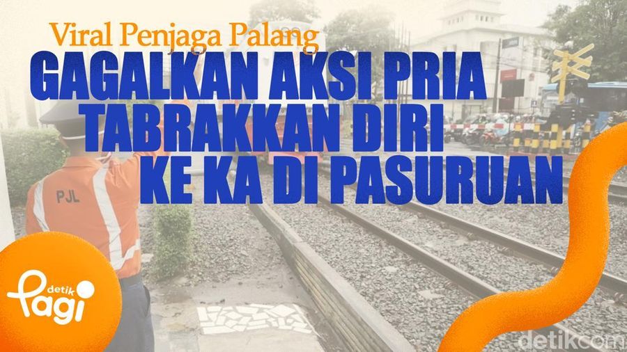 Video Viral Penjaga Palang Gagalkan Aksi Pria Tabrakkan Diri ke KA di Pasuruan 