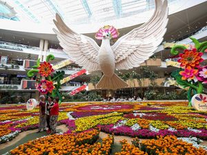 Merpati Bunga Raksasa Jadi Ikon Festival Medellin