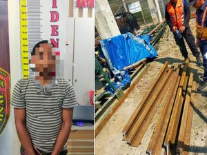 Pria di Lahat Diringkus Saat Kepergok Curi Besi Rel Kereta Api