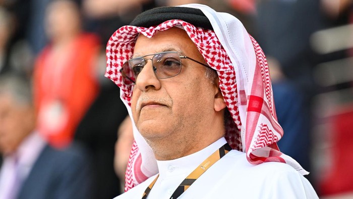 DOHA, QATAR - NOVEMBER 21: FIFA Senior Vice-President HE Sheikh Salman Bin Ebrahim Al Khalifa looks on during the FIFA World Cup Qatar 2022 Group B match between England and IR Iran at Khalifa International Stadium on November 21, 2022 in Doha, Qatar. (Photo by Harold Cunningham - FIFA/FIFA via Getty Images)