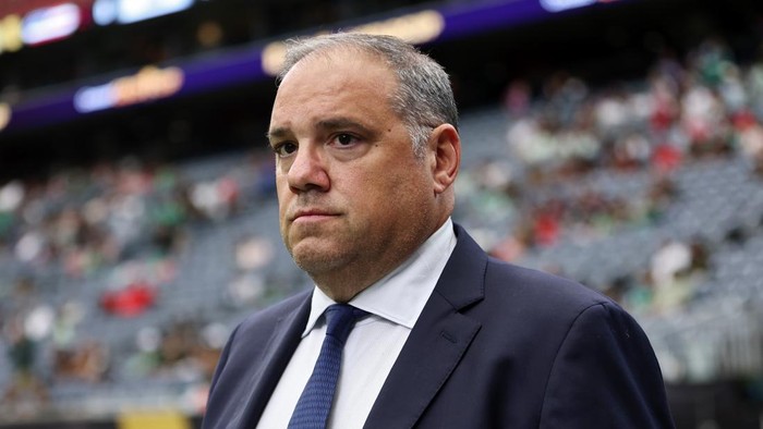 HOUSTON, TEXAS - JULY 06: CONCACAF President Victor Montagliani walks across the field before the finals of the CONCACAF Gold Cup 2025 between the United States and Mexico at NRG Stadium on July 06, 2025 in Houston, Texas. (Photo by Omar Vega/Getty Images)