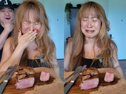 Jadi Vegan 14 Tahun, Wanita Ini Nangis Kejer saat Makan Steak!