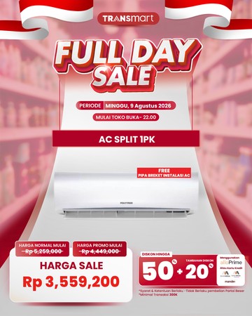 Beli AC Split 1PK di Transmart Full Day Sale Dapat Diskon Hingga Rp 1,7 Juta!
