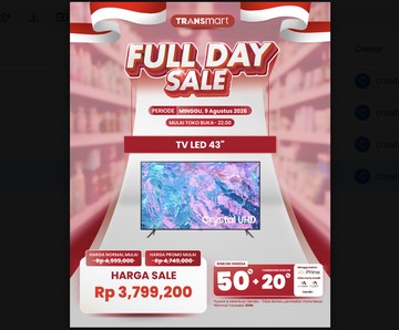 Diskon Jumbo LED TV 43 Inch di Transmart Full Day Sale
