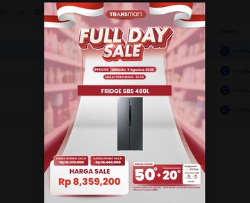 Harga Menggiurkan Kulkas Side by Side Polytron di Transmart Full Day Sale